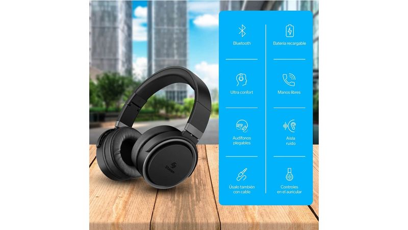 Audífonos Bluetooth* con sujeción de iman y cable plano